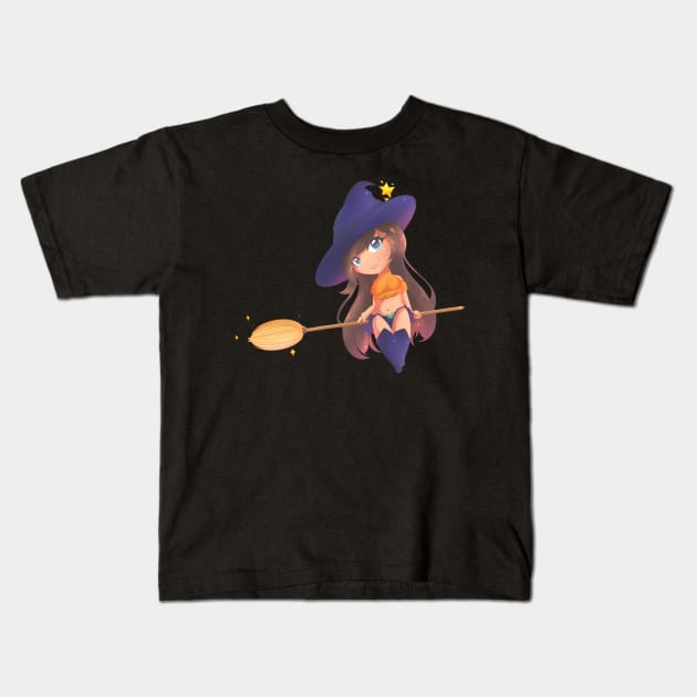 Chibi Witch - QueenOfArt Kids T-Shirt by QueenOfArt